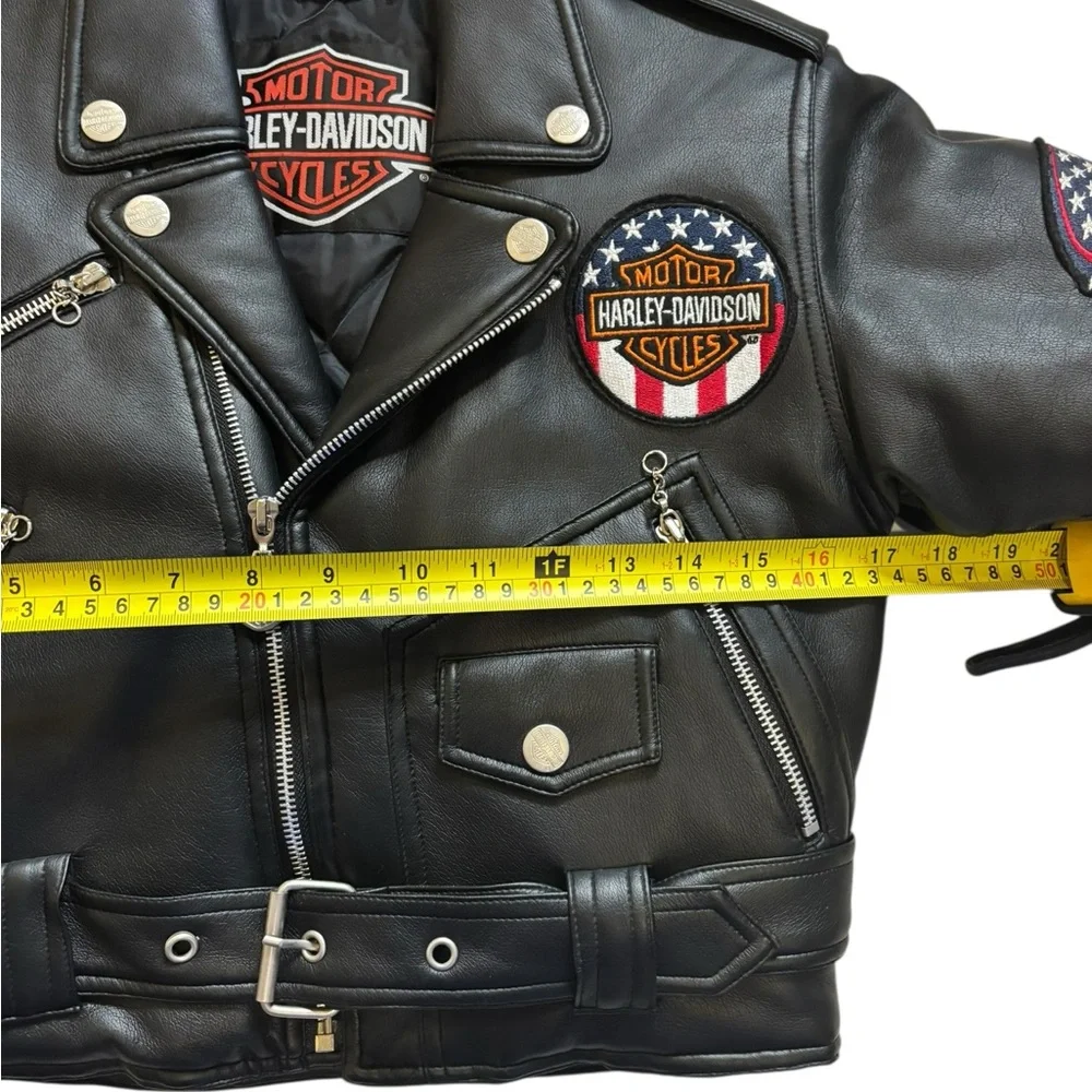 Harley-Davidson Kid’s Black Faux Leather Jacket Size 6 - Picture 4 of 8